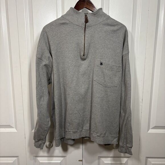 Knights of Round Table Sweater Mens 1X Gray 1/4 Zip Pocket Grandpa Core Vtg - Picture 1 of 8